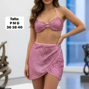 Hermoso Conjunto Top con Falda Corta🤩👍