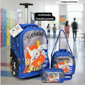 Hermosa Mochila Con rueda de 3 piezas Dinosaurio..