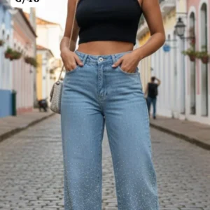 Hermoso Pantalon Bota Ancha Con Brillo😎👍