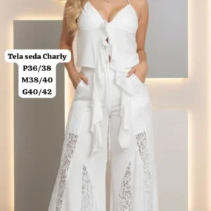 Hermoso Conjunto Blusa y Pantalon con detalles de Encaje🥰👍💋