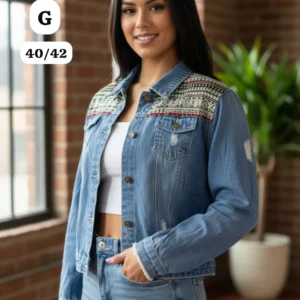 Hermosa Chaqueta jeans Con Detalles de Bordado😉👍.